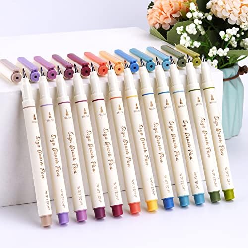 WRITECH Arts Sign Brush Pen: Water Based Vintage Assorted Colors Ink 12ct