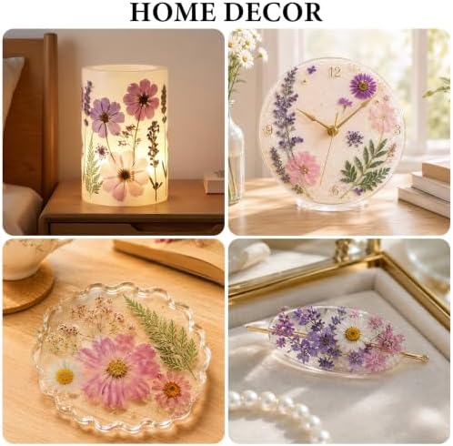 NESCCI 412 Pcs Purple Pink Dried Flowers for Crafts,Real Nature Dried Flowers for Craft Bulk Dry Flowers Leaves Kit Used for Resin Molds Scrapbooking DIY Art Crafts Candle Soap Making Nails Décor
