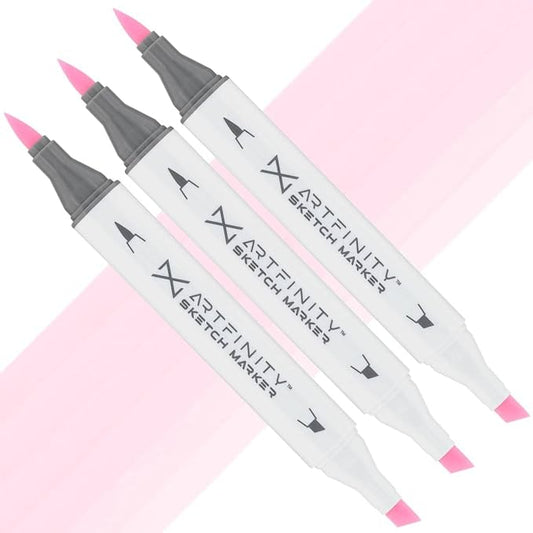 Artfinity Sketch Markers - Set of 3 - Pale Pink RV2-0, Vibrant, Professional, Dye-Based Alcohol Markers for Artists, Drawing, Travel, & More