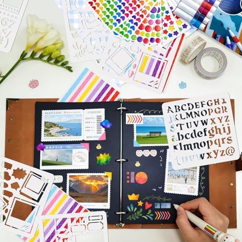 Leather Scrapbook Album 60 Pages Love Memory Book 8.5 x 11 Inch Travelling Journal Scrap Book Scrapbooking Supplies Kits DIY Paper Memory Photo Album for Anniversary Travel Vacation