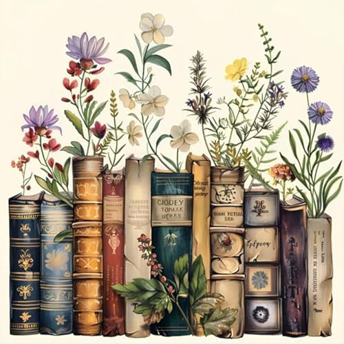 EIBEILI Diamond Art Kits for Adults-Book Flower Diamond Painting Wall Art