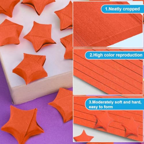 FoDau770 Solid Color Star Paper Strips - 360 Sheet, Orange
