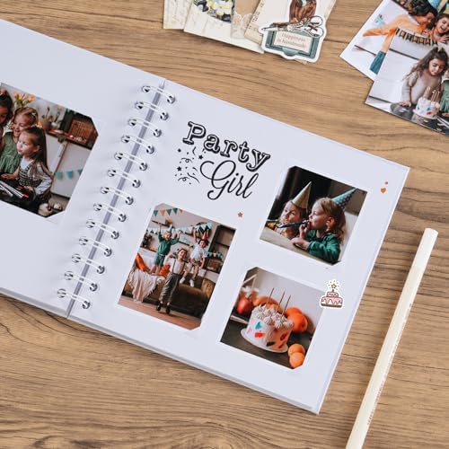 potricher 7 x 7 Inch Small DIY Scrapbook Photo Album 40 Pages, White | Thick Kraft Paper Scrap Book Photo Albums, Memory Book for Wedding, Anniversary, Baby, Family, Travel, DIY Projects