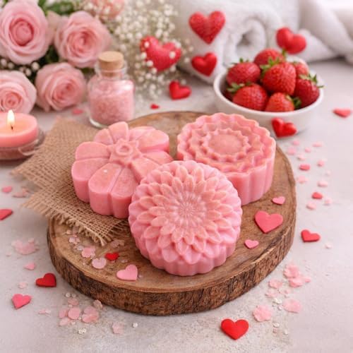 Silicone Soap Molds 3 Pack 6 Cavities Different Flower Shapes Silicone Mold for Handmade Soap Bath Bombs Lotion Bar Candle Chocolate Desserts Biscuit Pudding Teacake Jelly