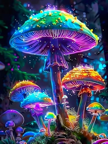 DYAIYYMQ Mushroom Stamped Cross Stitch Kit for Adults 15.7x11.8 inches
