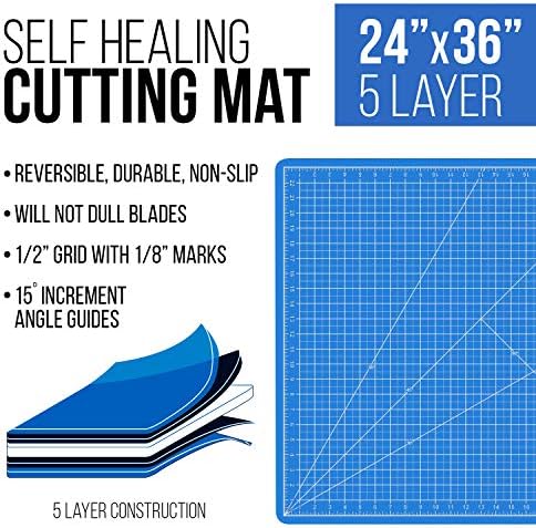 U.S. Art Supply 24"x36" Self-Healing Cutting Mat 5-Ply Pink/Blue