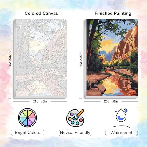4 Pack Framed Paint by Numbers Kit for Adults National Park, Wooden Easel | With Frame, National Parks DIY Acrylic Painting, For Adults Beginner, Stress Relief Craft Kits, Home Wall Decor Gift, 8x12 IN