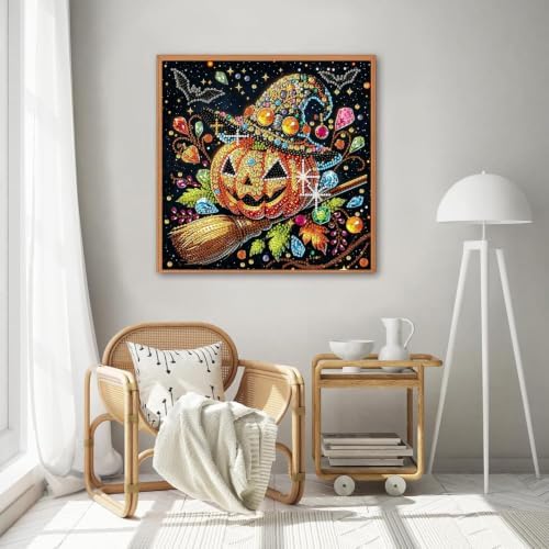 5D Diamond Art Kits for Adult, Pumpkin Special Shape Diamond Painting Kits