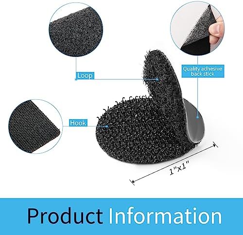 Art3d 40 Sets Hook and Loop Adhesive Dots, 1"x 1" Sticky Back, Heavy Duty