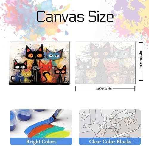 Cat Paint by Numbers Kit for Adults Framed Canvas,Animal Painting by Numbers Kits with Frame on Canva for Beginner,DIY Watercolor Oil Painting Frame for Birthday Gift Relax Decor for Home Wall. (cat1)