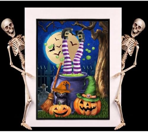 VIGEGU Halloween Diamond Art Kits for Adults Beginners,Witch Diamond Painting Kits for Adults,5D Full Drill DIY Diamond Dot Gem Art Kit Wall Home Decor Arts Craft 12x16 inch