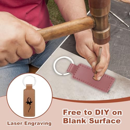 MECCANIXITY Leather Keychain Blanks Bulk Rectangle Laser Engraving Keychain Kit