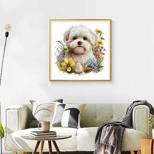 Stalente Diamond Painting Kits for Adults, 5D DIY Diamond Art Kits for Beginners Round Full Drill Diamond Painting for Home Wall Decoration Gift 12x12inch, Dog