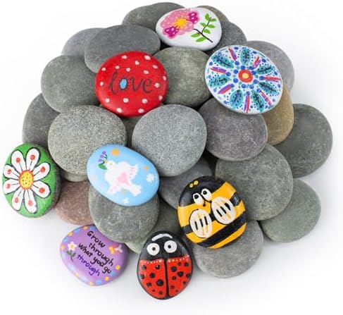 Simetufy 30 Pcs Rocks for Painting, 2"-3" Painting Rock, Flat & Smooth