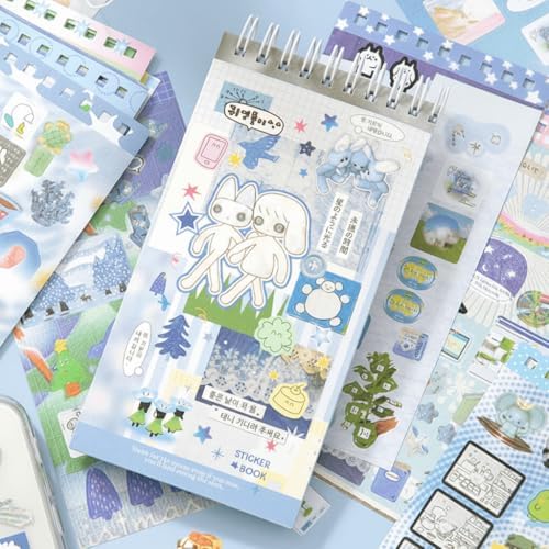 20 Sheets INS Style Cute Cartoon Sticker Book – Kawaii Stickers for Journaling Junk Journal Scrapbooking Planner DIY Crafts Teens