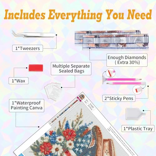 Cowboy Boot Diamond Art Kits for Adults Beginners 14x14 in, DIY Craft Gift