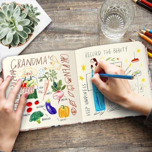 Handy Size 5 x 5 inches Sketch Book, 80GSM Acid Free Artistic Drawing Painting Writing Paper, Hardcover Cloth Cover Art Sketchbook,Journal Notebook.Pink Smiling Cat