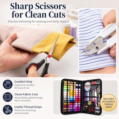 LEIYULY Sewing Kit for Adults, Needle and Thread Kit (203 PCS Black)