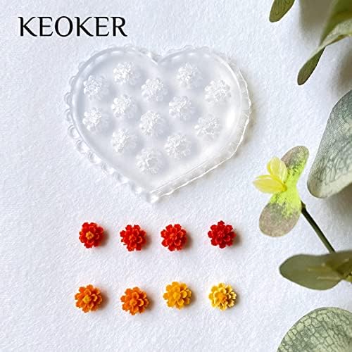 KEOKER Flower Polymer Clay Molds - 4 Pcs Daisy Miniature Clay Molds, Polymer Clay Molds for Polymer Clay Earrings Decoration (Mini Flower)