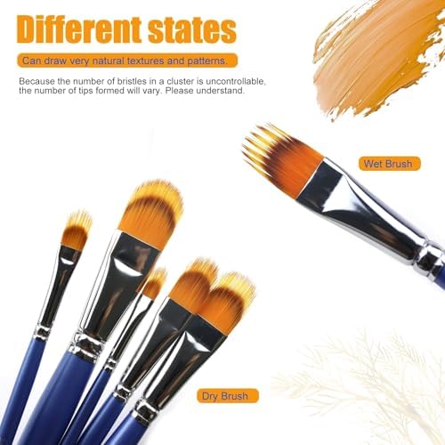 5PCS Grainer Brush Set – Filbert Comb Rake Brushes for Acrylic Painting, Oil & Watercolor, Dual Layer Texture Paint Brushes for Wood Grain, Fur, Grass Effects, Short Handle