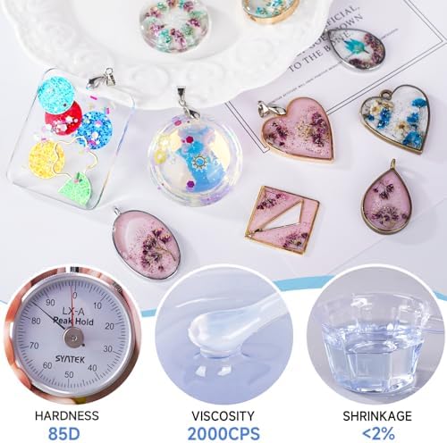 LET'S RESIN UV Resin, 1500g Hard Resin with Silicone Measuring Cups | Crystal Clear, Low Viscosity, Odorless, Anti-Yellowing, Fast Cure, Low Shrinkage, Beginner-friendly for UV Jewelry, Molds