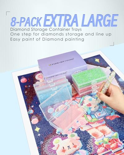 forever young 8PCS Extra Large Diamond Painting Storage Containers Trays
