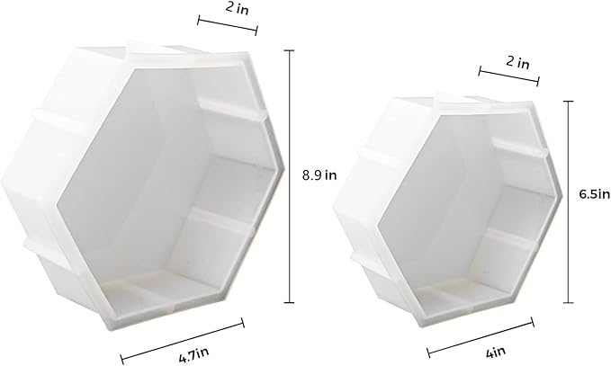 2 Pcs Large Silicone Molds for Resin 9 inch 7inch Hexagon Silicone Molds, Hexagon Deep Resin Mold for Epoxy Resin, Silicone Molds for Flowers Bouquet Preservation
