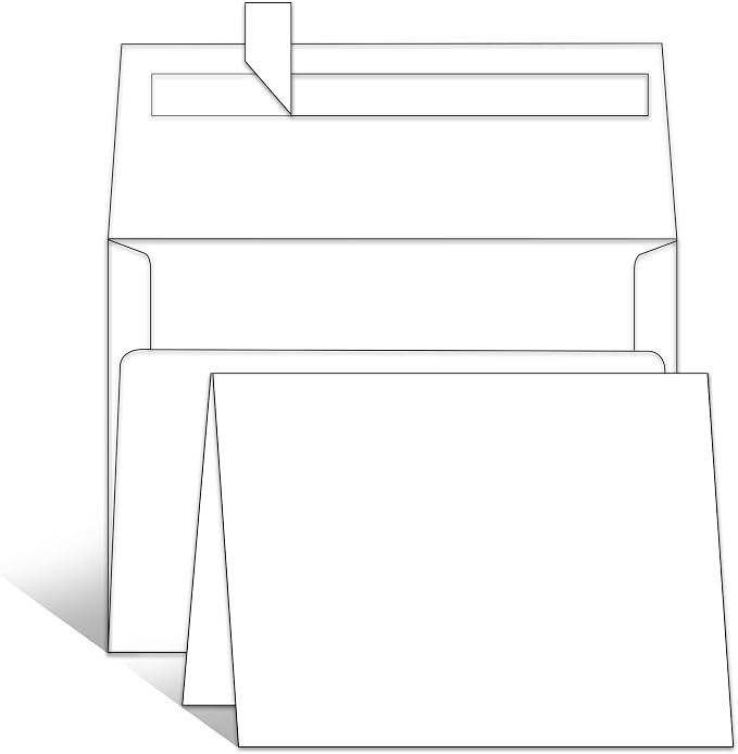 Blank White A2 Cards and Envelopes 100 Pack, 5.5 x 4.125 Folded Cards
