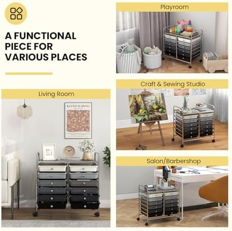 COSTWAY 12-Drawer Rolling Storage Cart, Utility Storage Organizer Cart