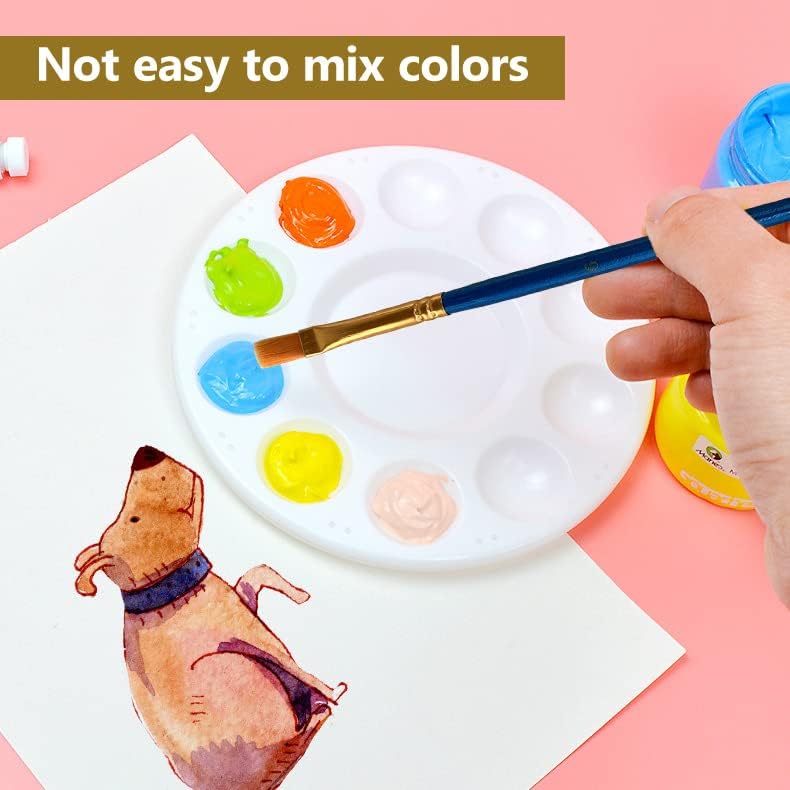 Paint Brushes Palette Set, 10pcs Nylon Hair Brushes and 1pcs Plastic Paint Palette, Combination Suitable for Oil, Acrylic and Watercolor