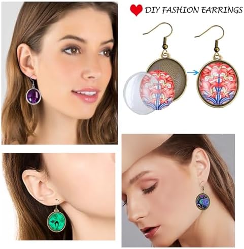 J6QIHANG Pendant Trays Set with Glass Cabochons for Jewelry Making