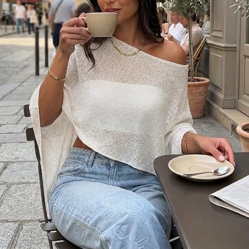 Women Sheer Knit Poncho Top Beach Cover Up Lightweight Crochet Shrug Y2k Summer See Through Shawl
