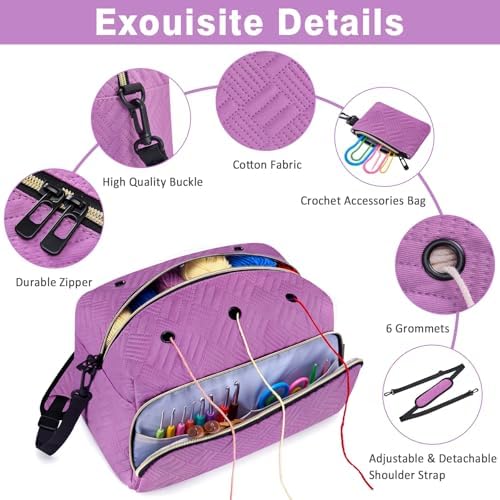 IBFUN Crochet Yarn Knitting Bag Organizer for Knit Accessories Hooks