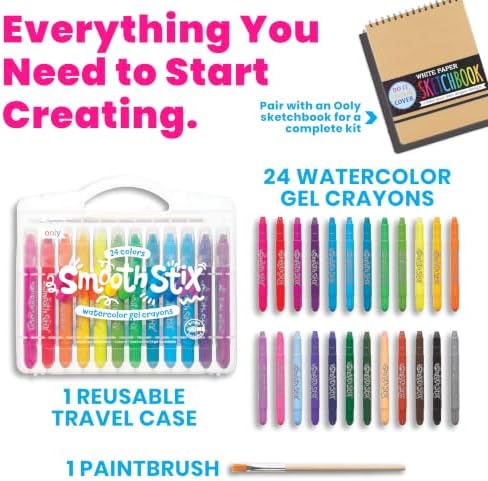 Ooly Smooth Stix Watercolor Gel Crayons, Set of 24