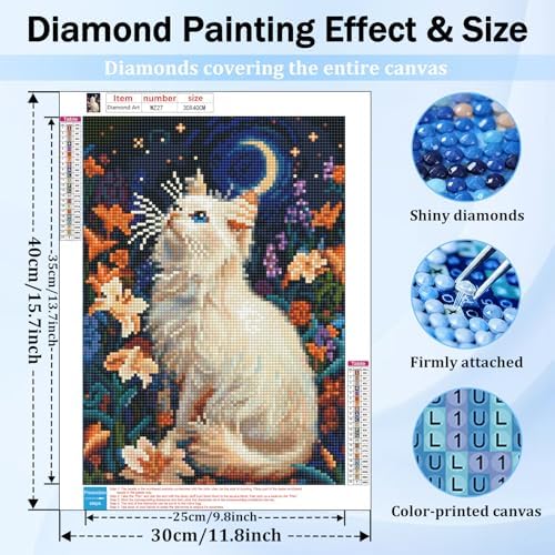 XTCIXAL Diamond Art Kits for Adults, Cat Diamond Painting, 12x16 Inch