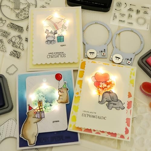 Self-Adhesive Light-Up Units with Warm White LEDs for Card Making,6PCS Light Units with 3LEDs Easy Lights for Making Light-Up Cards,Add Lights to Handmade Shaker Cards,Scrapbook Page Without Battery
