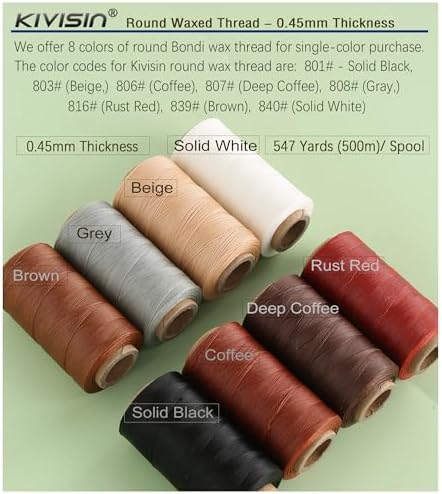Thin Wax Polyester Thread, 0.45mm, 547 Yards, 3 Ply Round Waxed Cord Strings for Sewing, Beading, Binding, Micro Braiding, Fine Leather Craft and Micro Macrame Jewelry - Rust Red