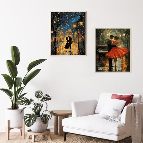 Possoco 2 Pack Paint by Numbers Kit for Adults Beginner, Romantic Lover Adult Paint by Number Kits on Canvas, DIY Acrylic Number Painting for Adults Landscape for Home Decor Gift 16x20 Inch