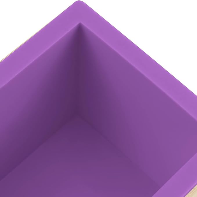3PCS 47oz Silicone Soap Kit, Purple Rectangular Silicone Loaf Soap Making with 3 Wooden Boxes and 3 Lids, DIY Supplies for Soap Making