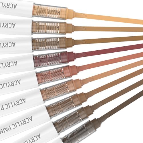 Dark Skin Series 9 Colors Acrylic Paint Markers Set for Art Painting, DIY Crafts, Wood, Glass, Canvas & More