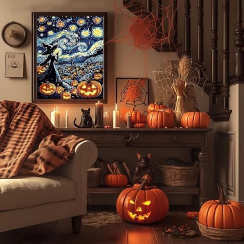 Halloween Paint by Numbers for Adults, Pumpkin Paint by Number on Canvas