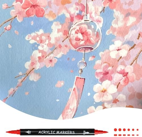 Recheel Acrylic Paint Markers, 48 Colors Dual Tip Fine & Brush Pens for Art | For Rock, Wood, Canvas, Glass, Ceramic & More, Perfect for Multi-Surface DIY Crafts and Creative Art Projects