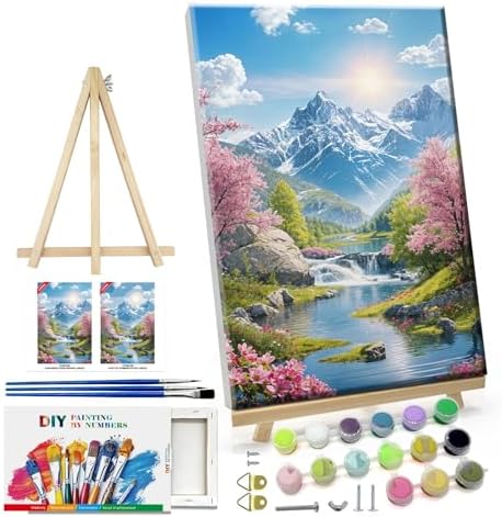 ATDMS Mountain Paint by Numbers Kits for Adult with Frame, 7.87x11.81 Inch