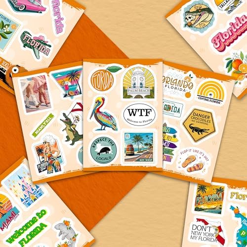 100Pcs Florida Stickers and Decals for Luggage, Waterproof - Florida State Party Supplies & Decorations, Gifts - FL State Stickers for Water Bottle - Gift for Women & Men