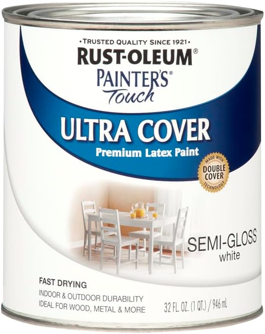 Rust-Oleum Painter's Touch Latex Brush-On Paint, Semi-Gloss White