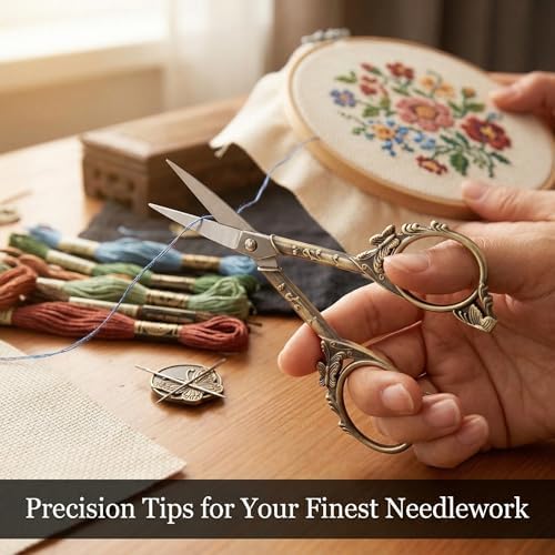 Crochet Scissors with Cover – Antique Bronze Vintage Small Embroidery Scissors, Sharp Craft Scissors for Yarn Thread Sewing Needlework, Cute Butterfly Design Gift for Crocheter Quilter, 4.6 Inch