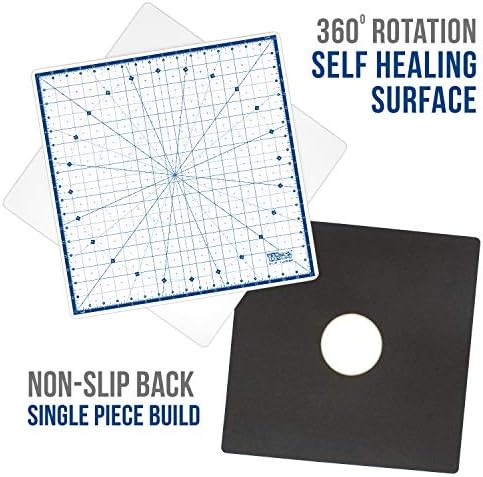 U.S. Art Supply 18"x18" Self-Healing Cutting Mat 7-Ply - Rotary White/Blue