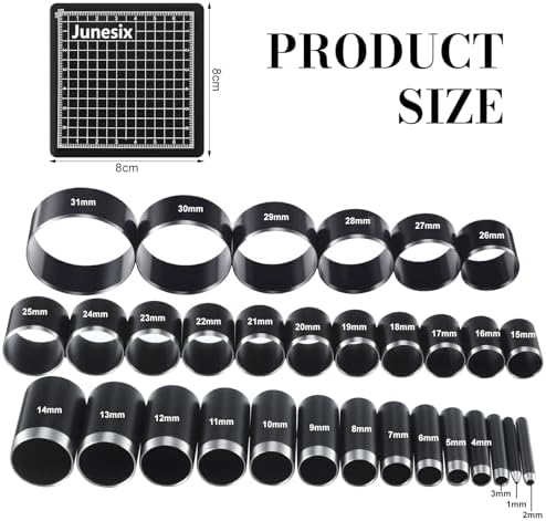 Leather Circle Cutter Tool Set 31 Pcs Circle Punch Tools 1-25mm 30 35 40 45 50 55mm Round Leather Cutting Dies for DIY Craft