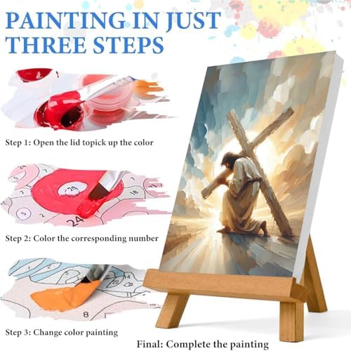 Jesus Paint by Numbers Kit for Adults Framed Canvas 12X16 in, Frameworkless