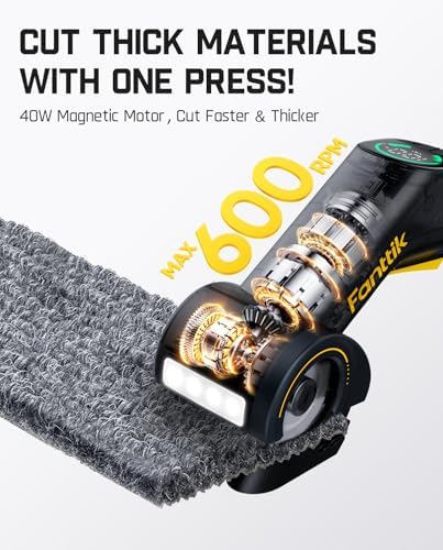 Fanttik C10 Pro BowGuide Electric Cardboard Cutter, Rotary Box Cutter | Cordless Scissors with LED Display, 2-Speed Adjustable, Rechargeable, with 2 Blades for Fabric, Carpet, Leather